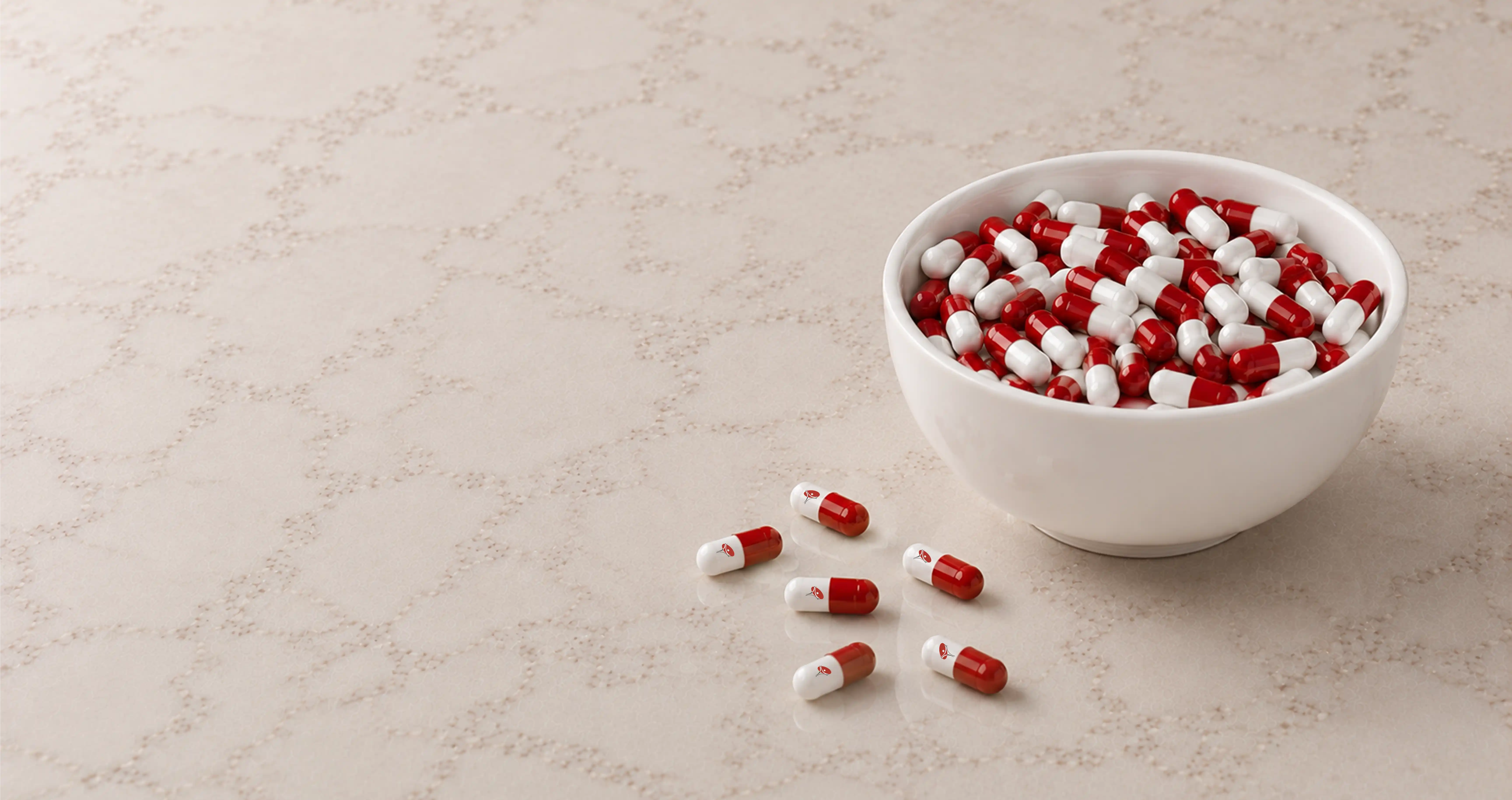 Hard gelatin capsule shells in a bowl